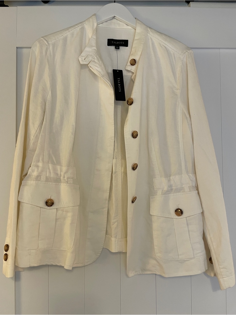 Talbots Cream Button-Front Utility Blazer